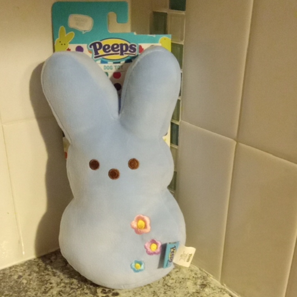 Peeps Blue Bunny Plush Dog Toy New